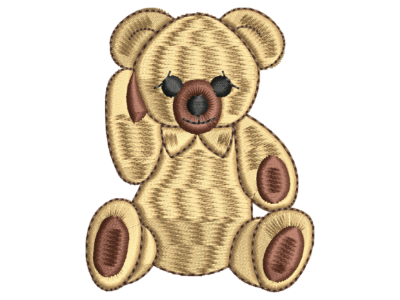 Cute Sitting Teddy Bear Embroidery for Boutique Apparel
